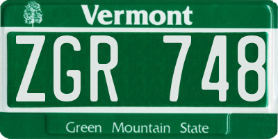 VT license plate ZGR748
