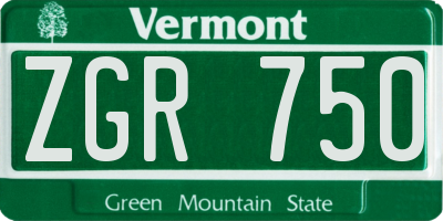 VT license plate ZGR750