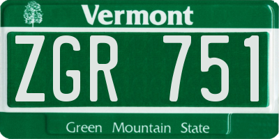 VT license plate ZGR751