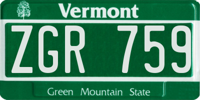 VT license plate ZGR759
