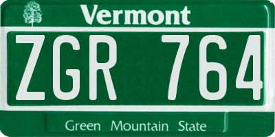 VT license plate ZGR764