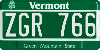 VT license plate ZGR766