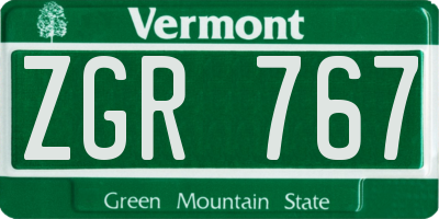 VT license plate ZGR767