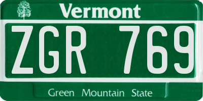 VT license plate ZGR769