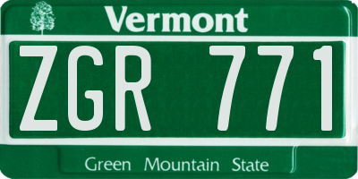 VT license plate ZGR771