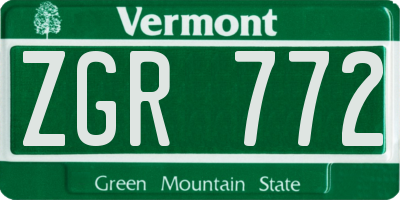VT license plate ZGR772