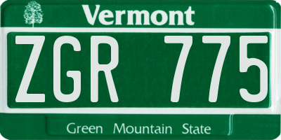 VT license plate ZGR775