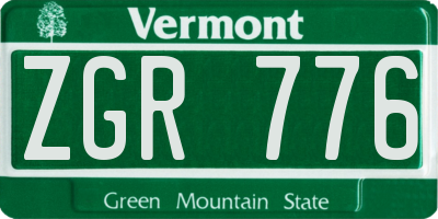 VT license plate ZGR776