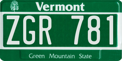 VT license plate ZGR781