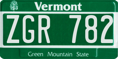 VT license plate ZGR782