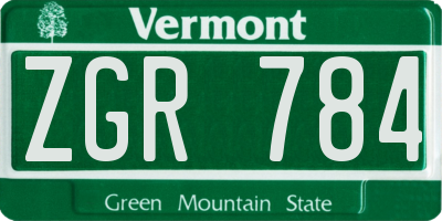 VT license plate ZGR784