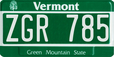 VT license plate ZGR785