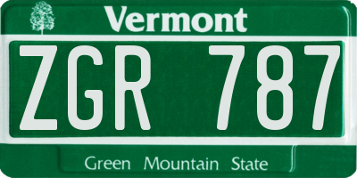 VT license plate ZGR787