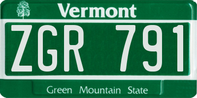 VT license plate ZGR791