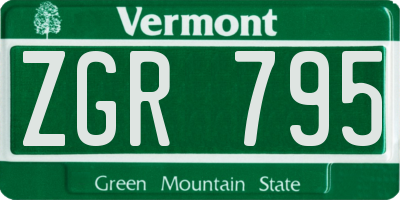 VT license plate ZGR795