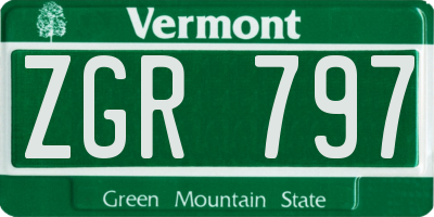 VT license plate ZGR797