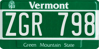 VT license plate ZGR798