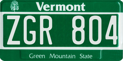 VT license plate ZGR804