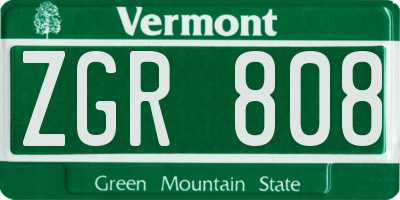 VT license plate ZGR808