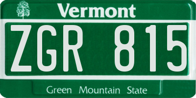 VT license plate ZGR815