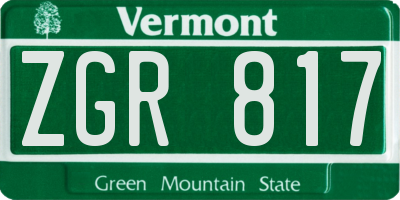 VT license plate ZGR817