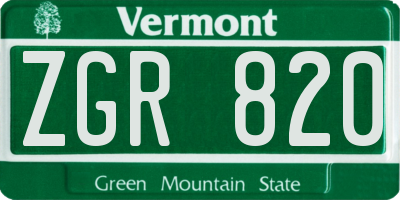 VT license plate ZGR820