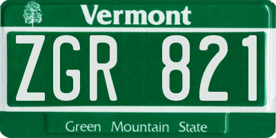 VT license plate ZGR821