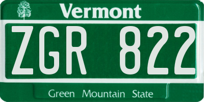 VT license plate ZGR822