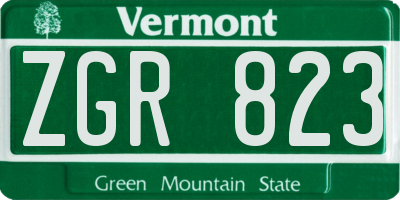 VT license plate ZGR823