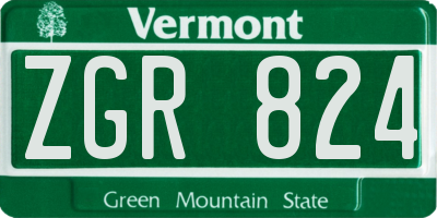 VT license plate ZGR824