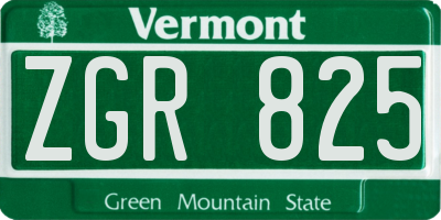 VT license plate ZGR825