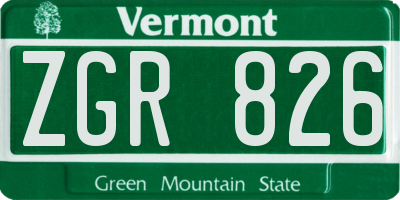 VT license plate ZGR826