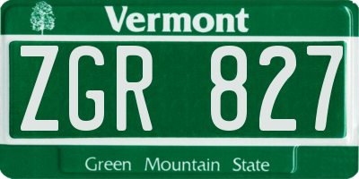 VT license plate ZGR827