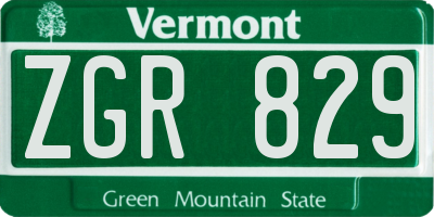 VT license plate ZGR829
