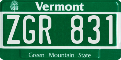 VT license plate ZGR831
