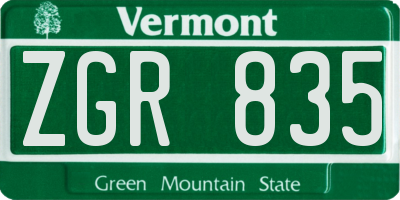 VT license plate ZGR835
