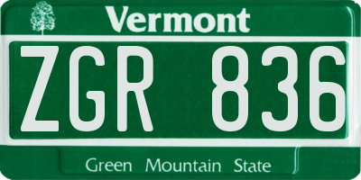 VT license plate ZGR836