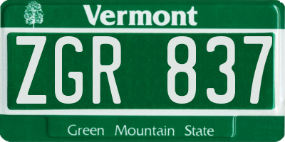 VT license plate ZGR837