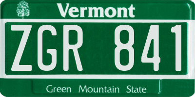 VT license plate ZGR841