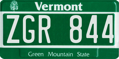 VT license plate ZGR844