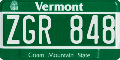 VT license plate ZGR848