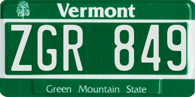 VT license plate ZGR849