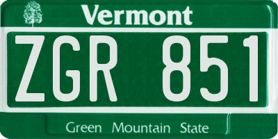 VT license plate ZGR851