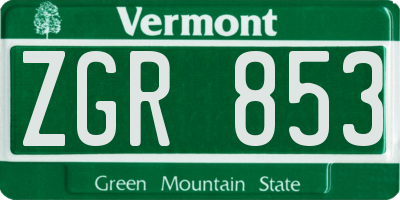 VT license plate ZGR853