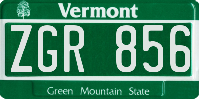 VT license plate ZGR856