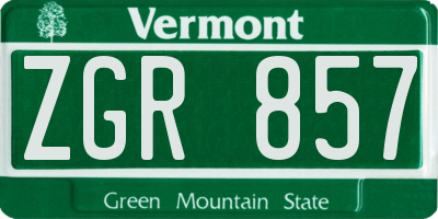 VT license plate ZGR857