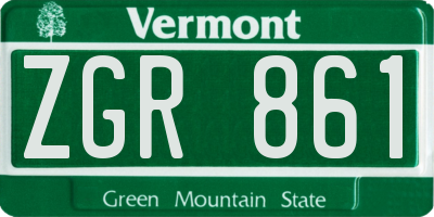 VT license plate ZGR861