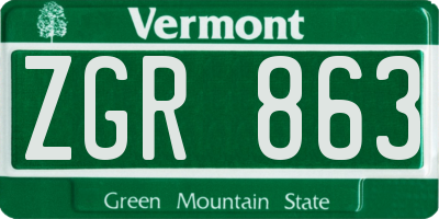 VT license plate ZGR863