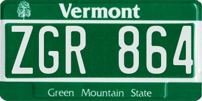 VT license plate ZGR864