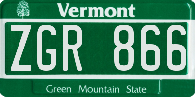 VT license plate ZGR866